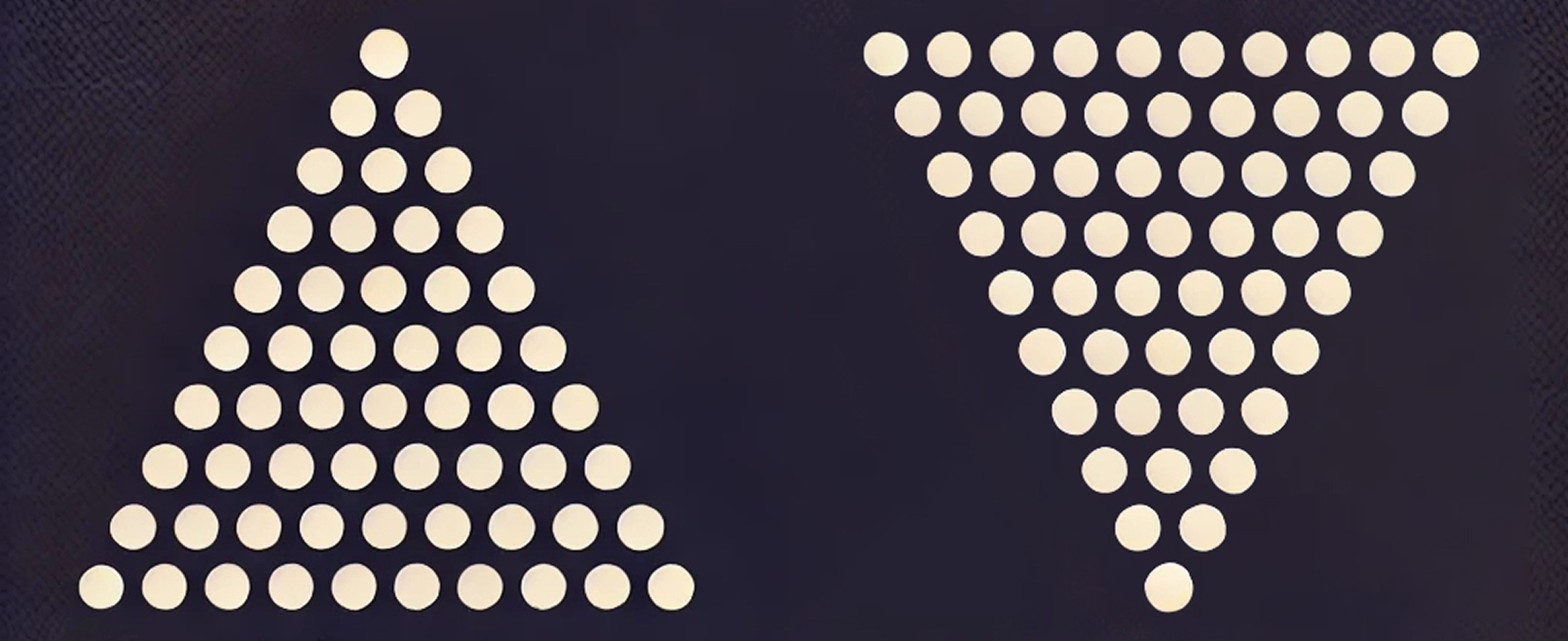 Visual representation of pattern recognition using upward and downward triangle dot arrays